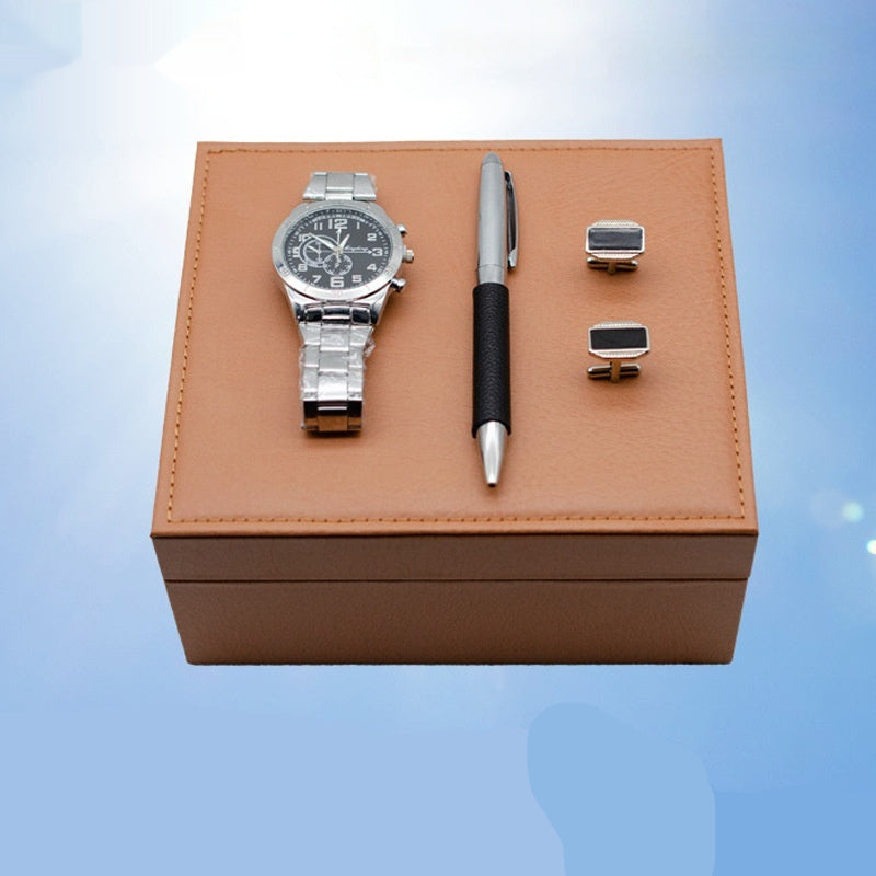 Men's Business Quartz Watch Cufflinks Gift Set
