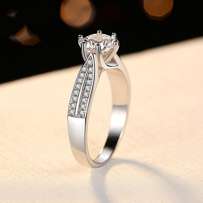 S925 Sterling Silver Micro-inlaid One-carat Moissanite Ring