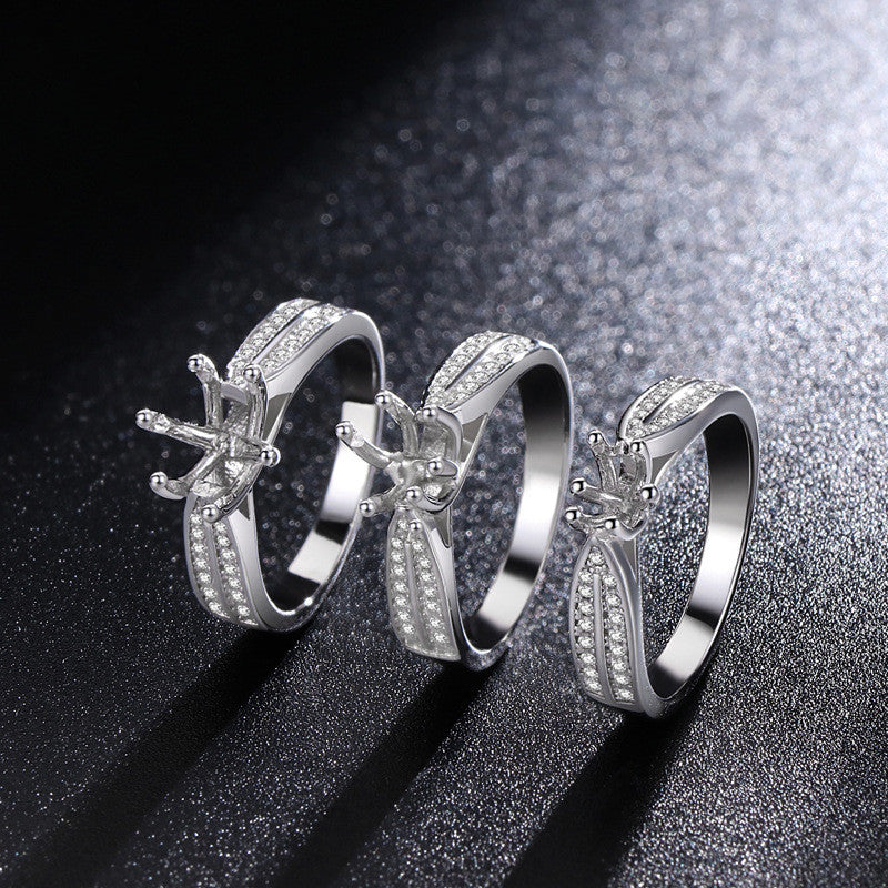 S925 Sterling Silver Micro-inlaid One-carat Moissanite Ring