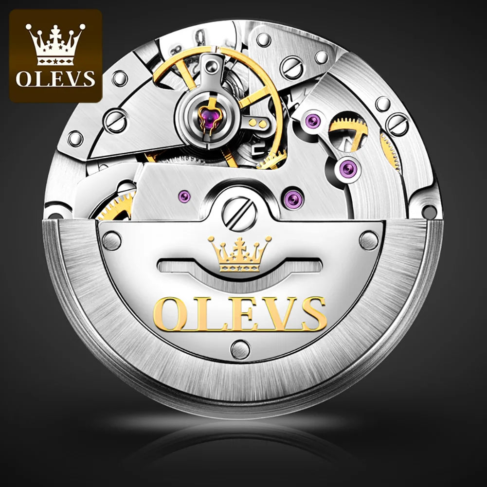 Olevs 6630 Luxury Watch Automatic Mechanical Couple Stainless Steel