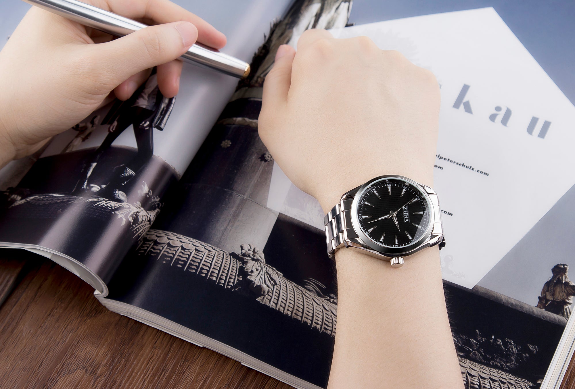 Stainless Steel 3atm Water Resistant Quartz Watch Alloy Case Couple Wrist Watch