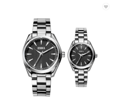 Stainless Steel 3atm Water Resistant Quartz Watch Alloy Case Couple Wrist Watch