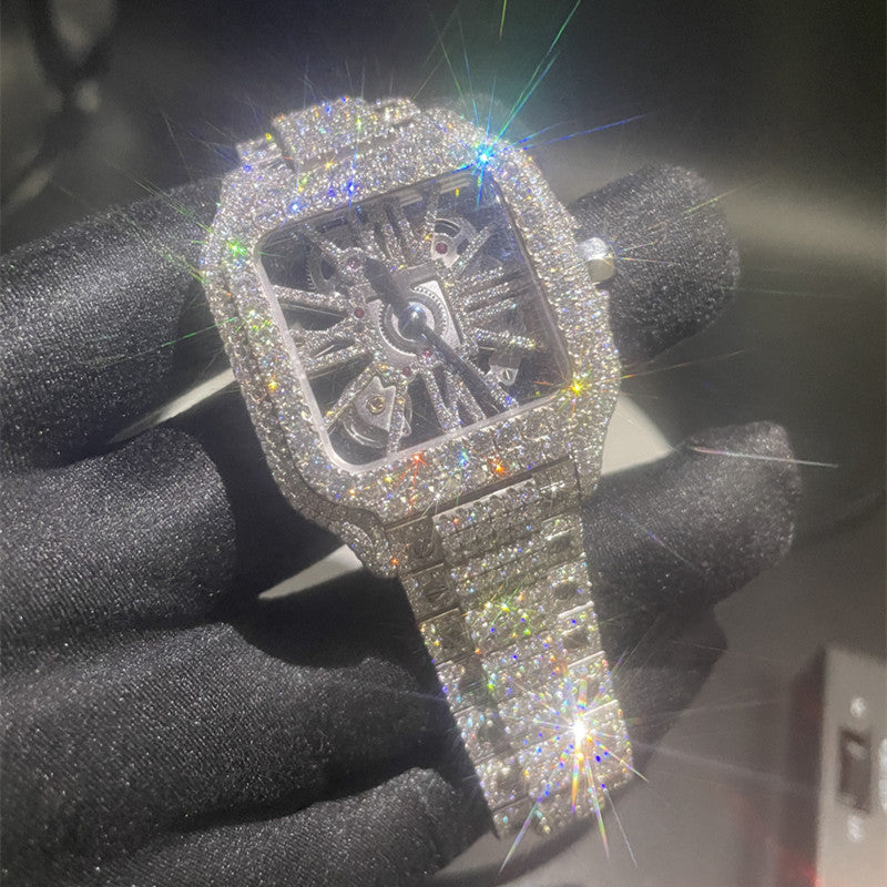 Mechanical Luxury Watch Vvs Iced Out Moissanite Wrist Watch for Men