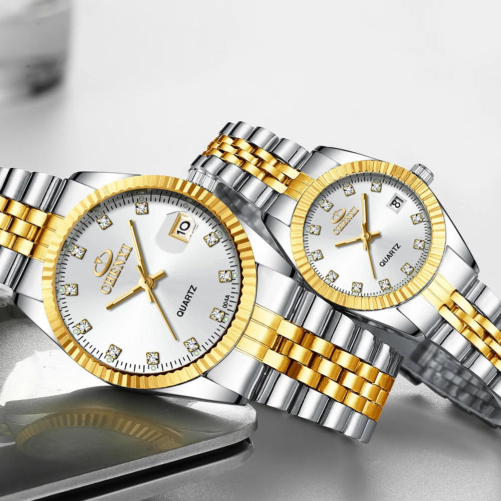 COUPLES WATCH CHENXI 004 Top New Luxury Couples Quartz Men Watch Women