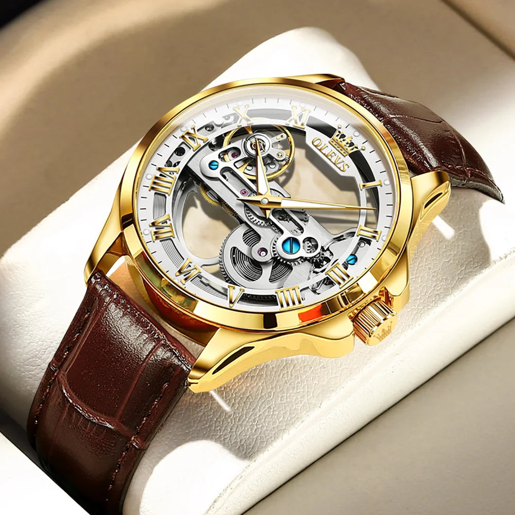 Men's Watches Automatic Mechanical Watches Waterproof Leather Strap