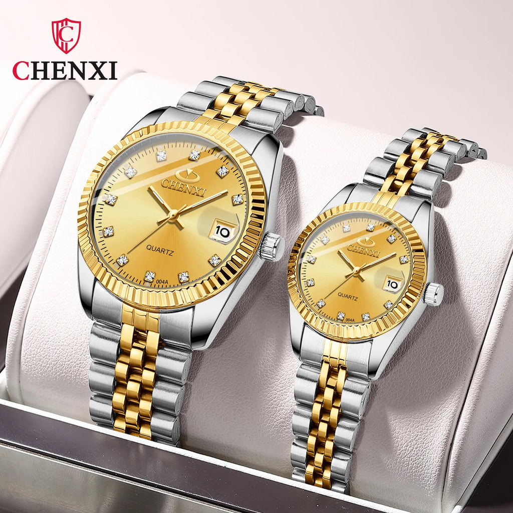 COUPLES WATCH CHENXI 004 Top New Luxury Couples Quartz Men Watch Women