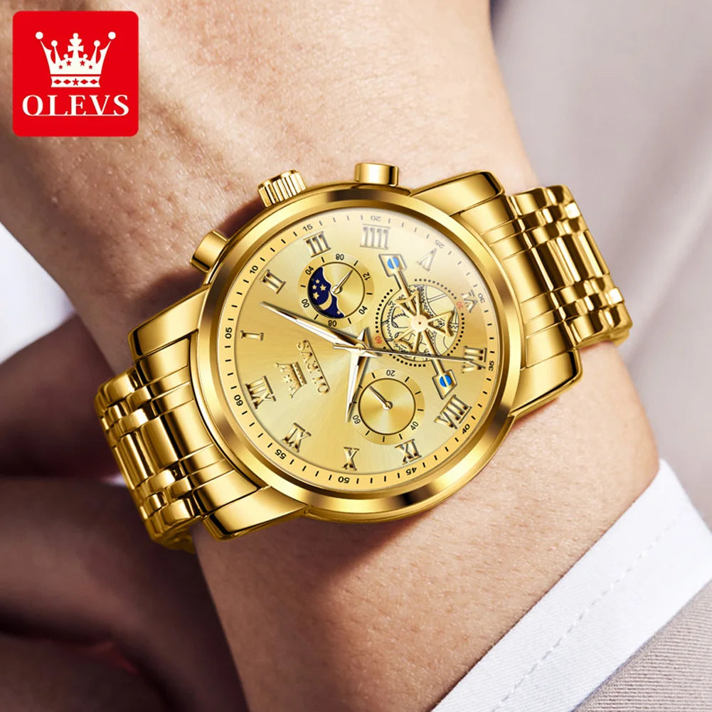 UNISEX OLEVS  2859 Custom Logo Watch Luxury Waterproof  Business Stainless Steel