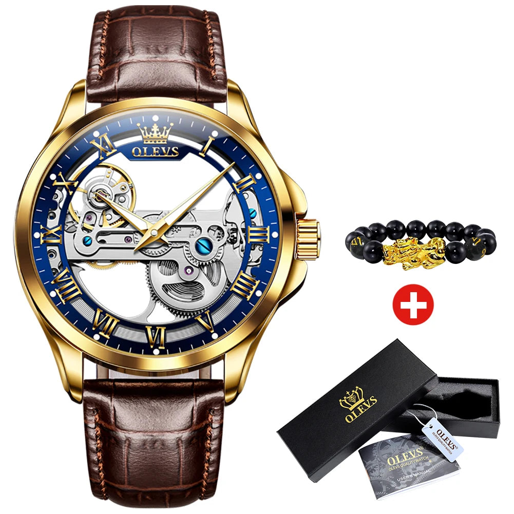 Men's Watches Automatic Mechanical Watches Waterproof Leather Strap