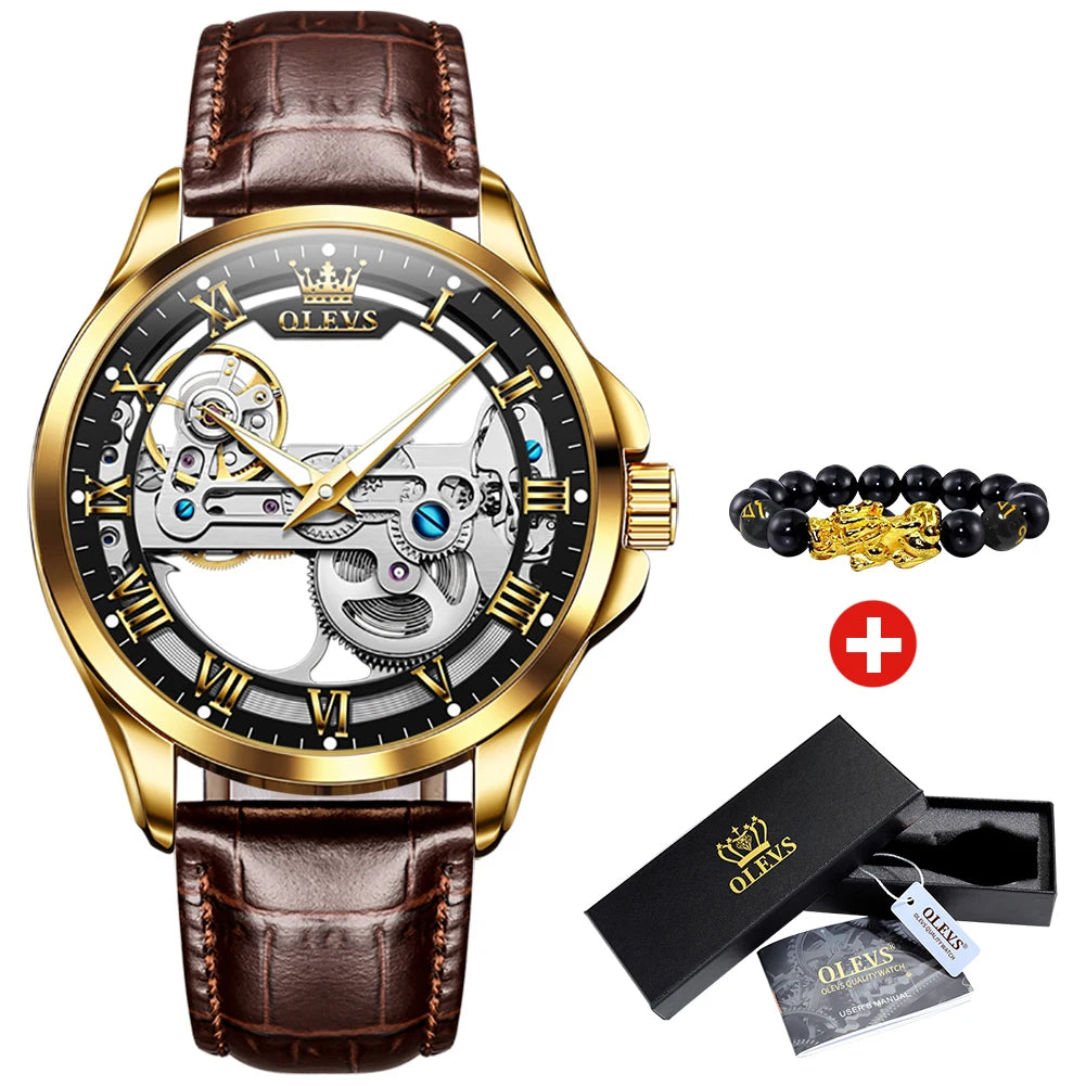 Men's Watches Automatic Mechanical Watches Waterproof Leather Strap