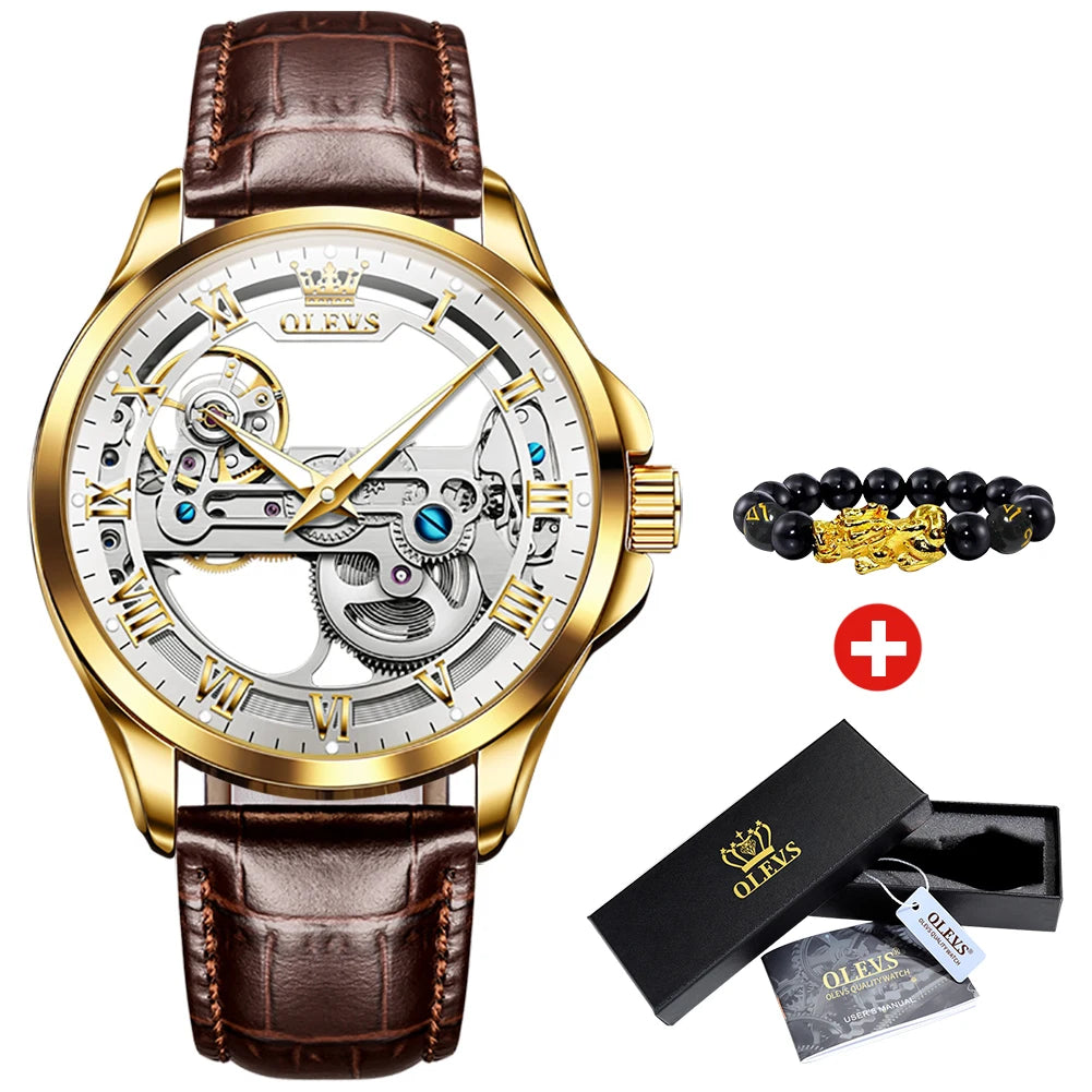 Men's Watches Automatic Mechanical Watches Waterproof Leather Strap