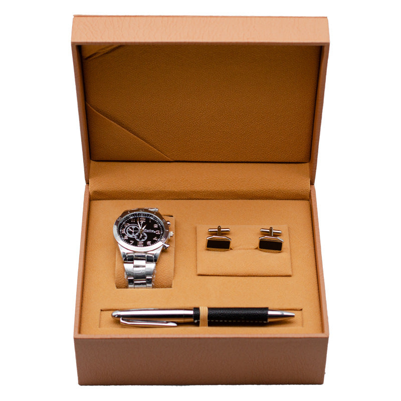 Men's Business Quartz Watch Cufflinks Gift Set