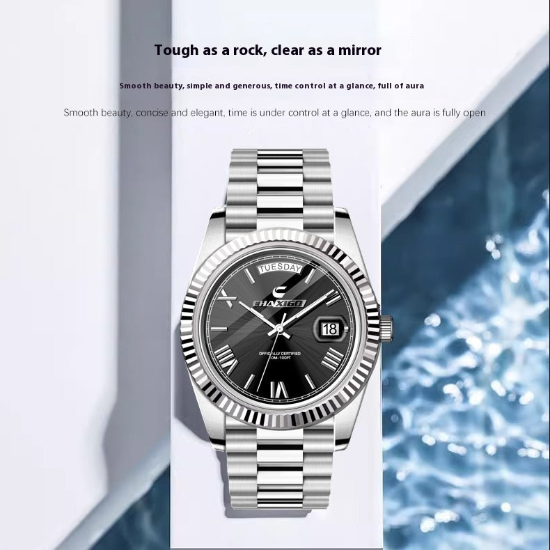 Fashion Men's Watch Steel Band Large Dial Quartz Wrist Watch