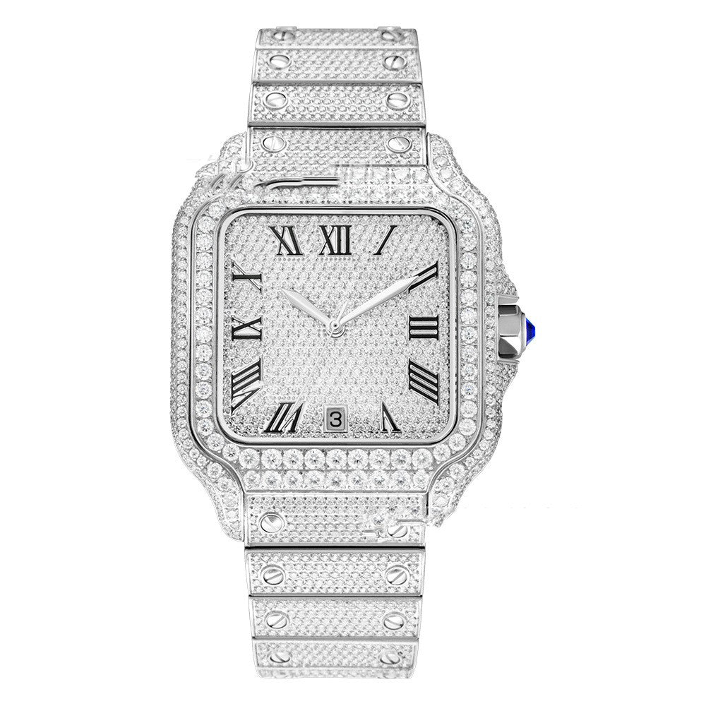 Clarity Moissanite Watch Men's Stainless Steel